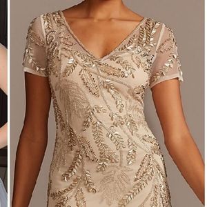 David's Bridal Beaded Gown, Champagne, size 16